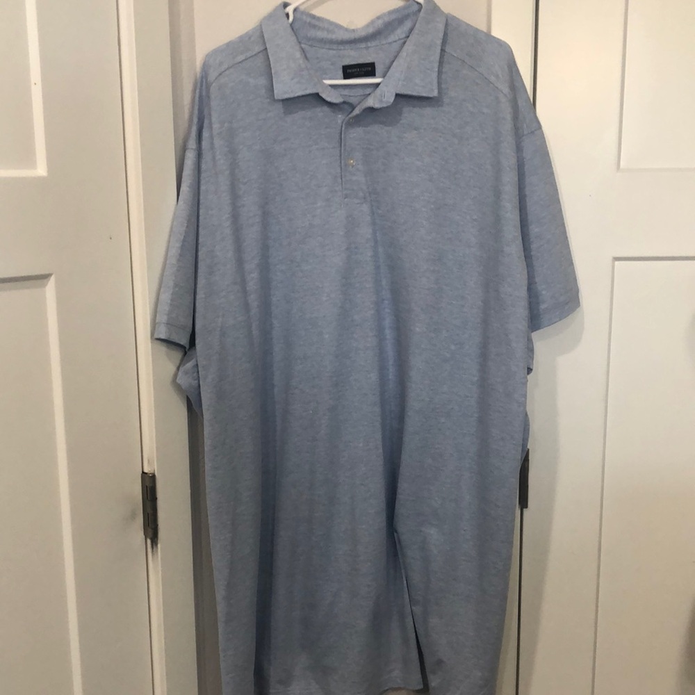 Proper Cloth Monterey Light Blue Cotton& Linen Blend Knit Pique. SizeXXL
